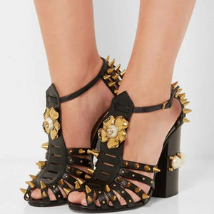 Peep Toe Chunky Heel Sandals