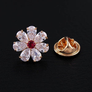 Design Camellia Crystal Zircon Rose Flower Brooch