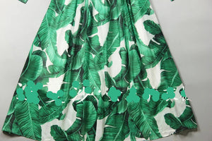 High Quality Banana Leaves Exquisite Printing Elegant Dress