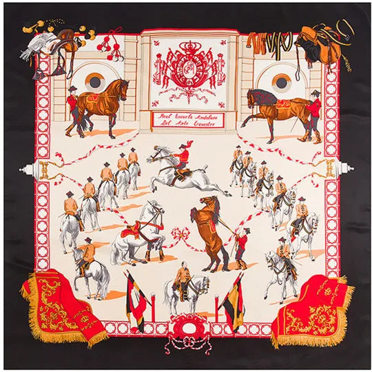 130cm Twill Silk Scarf Horse Printing