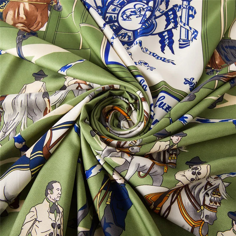 130cm Twill Silk Scarf Horse Printing