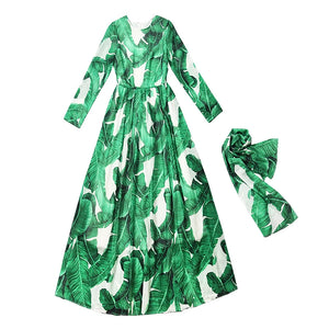 High Quality Banana Leaves Exquisite Printing Elegant Dress