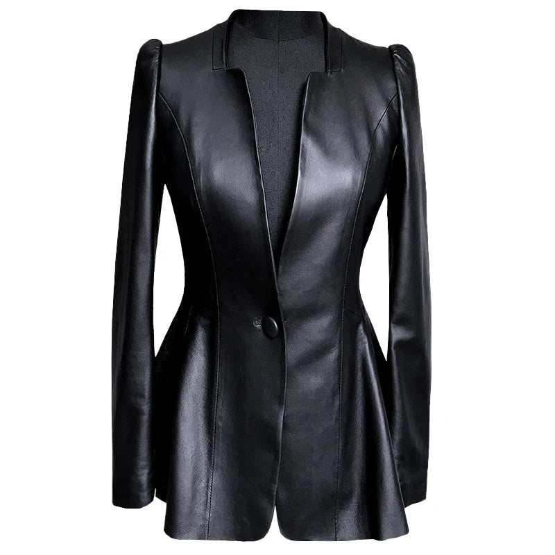 Black Slim Soft Pu Leather Jacket