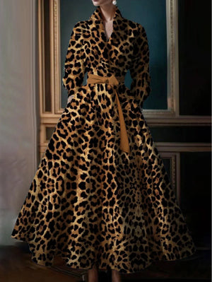 Retro Leopard Pattern Big Size Dress