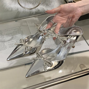 Crystal Butterfly-knot Pointed Toe Sandal