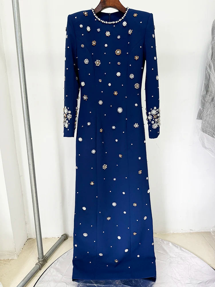 Designer Luxurious Beaded Long Maxi Dress