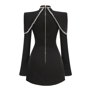 Red Carpet Wear Black Color Shinning Crystal Bodycon Mini Dress High Quality