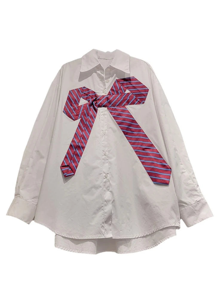 Striped Bows Loose Shirt