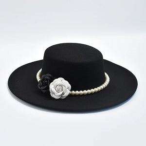 French Style Fedora Hat 10CM Wide Brim Flat Top Felt Hat