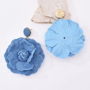 Flower Drop Elegant Denim Earrings