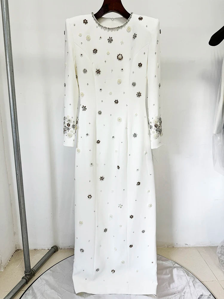 Designer Luxurious Beaded Long Maxi Dress