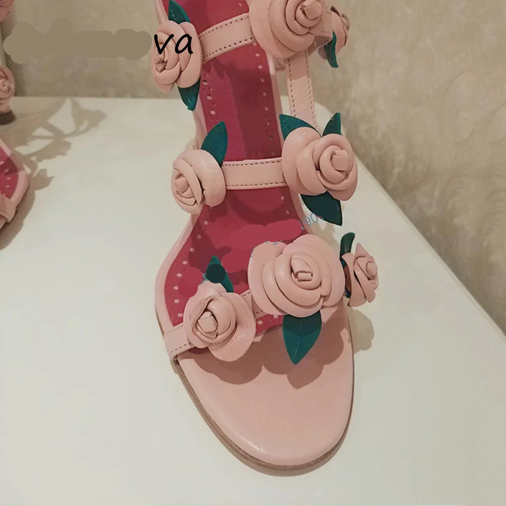 Pink Rose Narrow Band Sandals