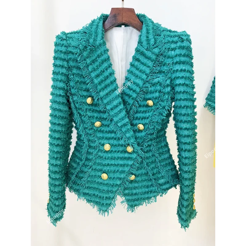 Green Woolen Blazer with Tassel