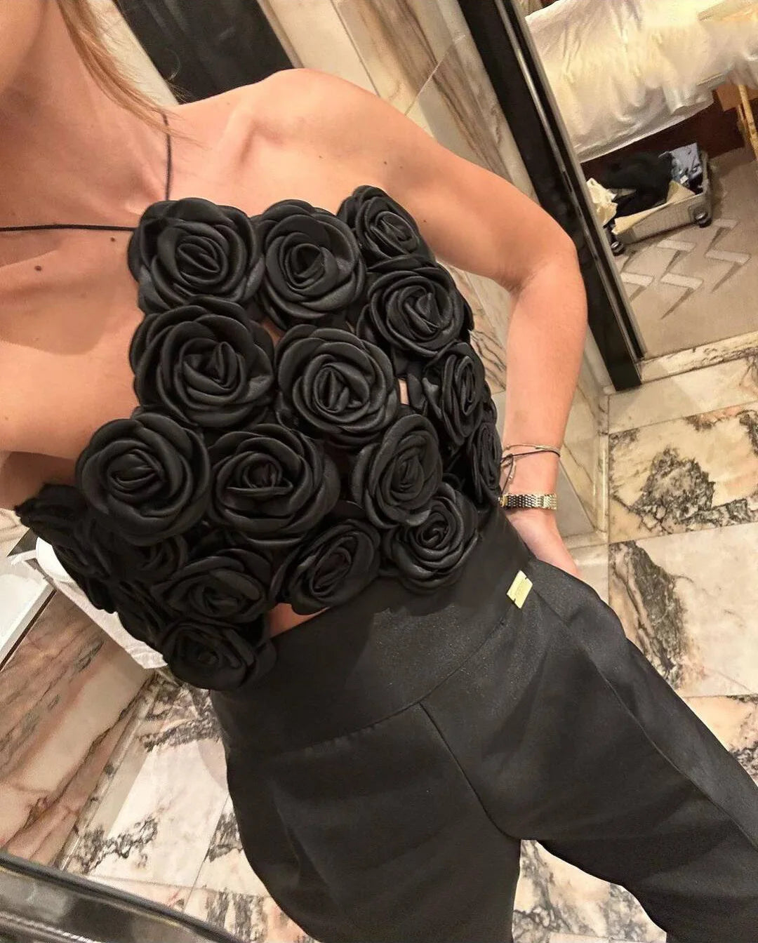 Big Flowers Bodycon Mini Tops