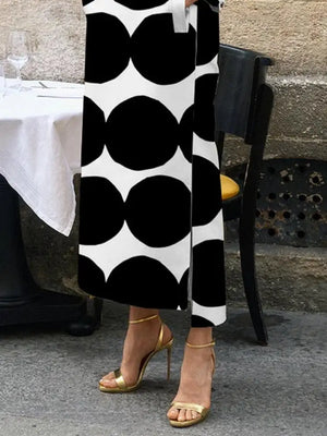 Stylish Selection Polka-Dot Split-Side Stand Collar Long Dress