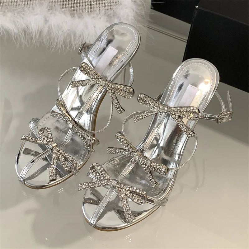 Crystal Butterfly-knot Pointed Toe Sandal