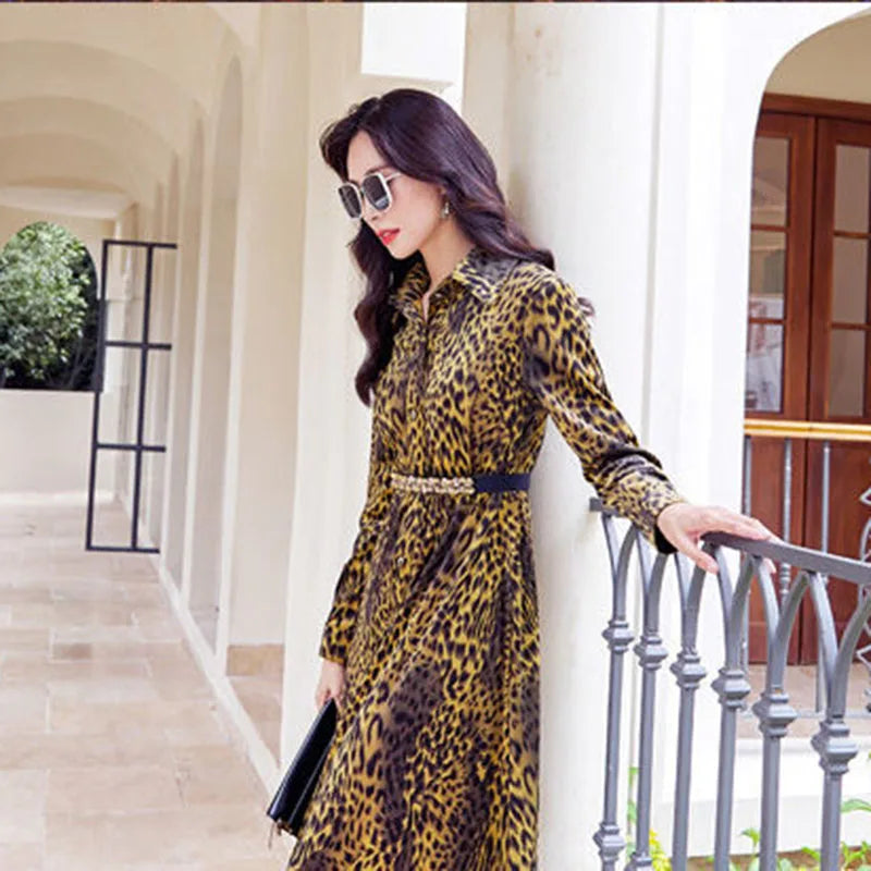 2024 High-End Slim Leopard Print Loose Dress