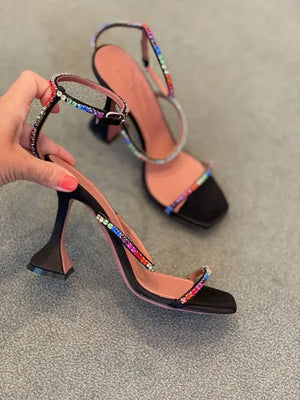 Rhinestone Straps Wine Cup Heels Sandals