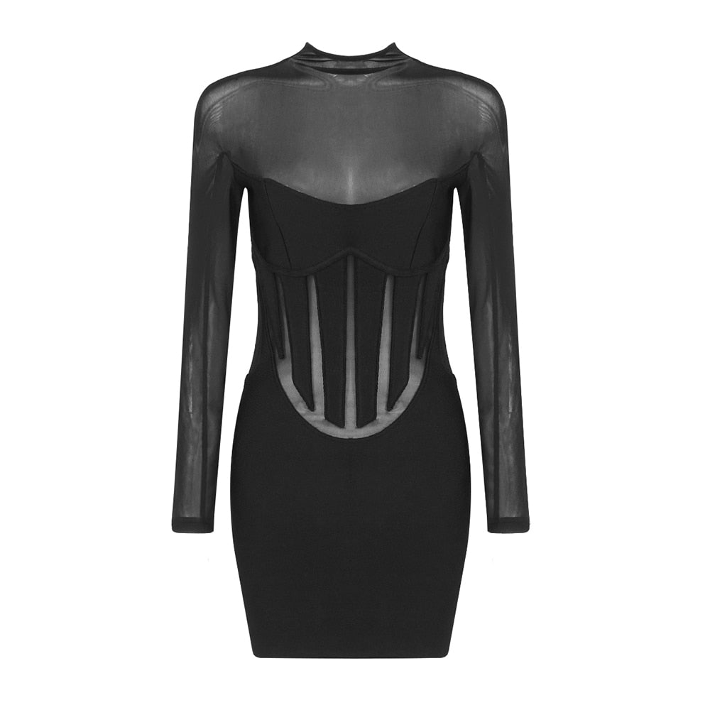 See Through Mesh Splicing Bandage Dress