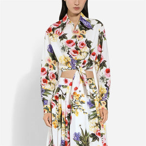 High Quality Printed Butterfly Poplin Floral Cardigan Shirt