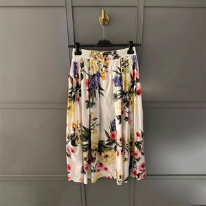 High Quality Floral Print Pleated Skirt