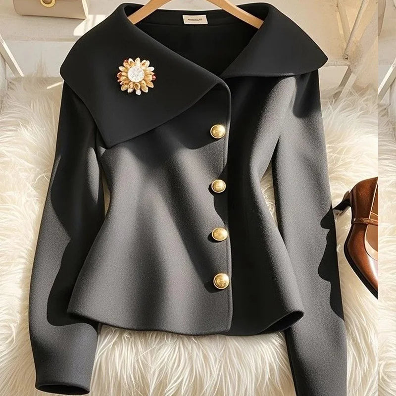 Unique and Super Beautiful Black Big Collar Jacket