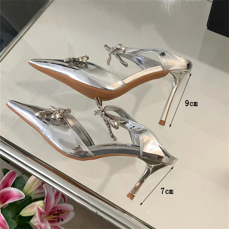 Crystal Butterfly-knot Pointed Toe Sandal