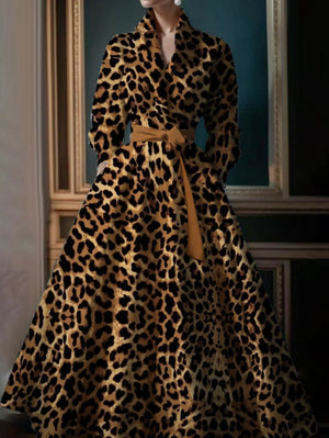 Retro Leopard Pattern Big Size Dress