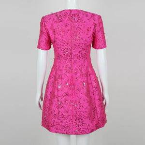 Rose Jacquard Fragmented Flower Sequin Dress