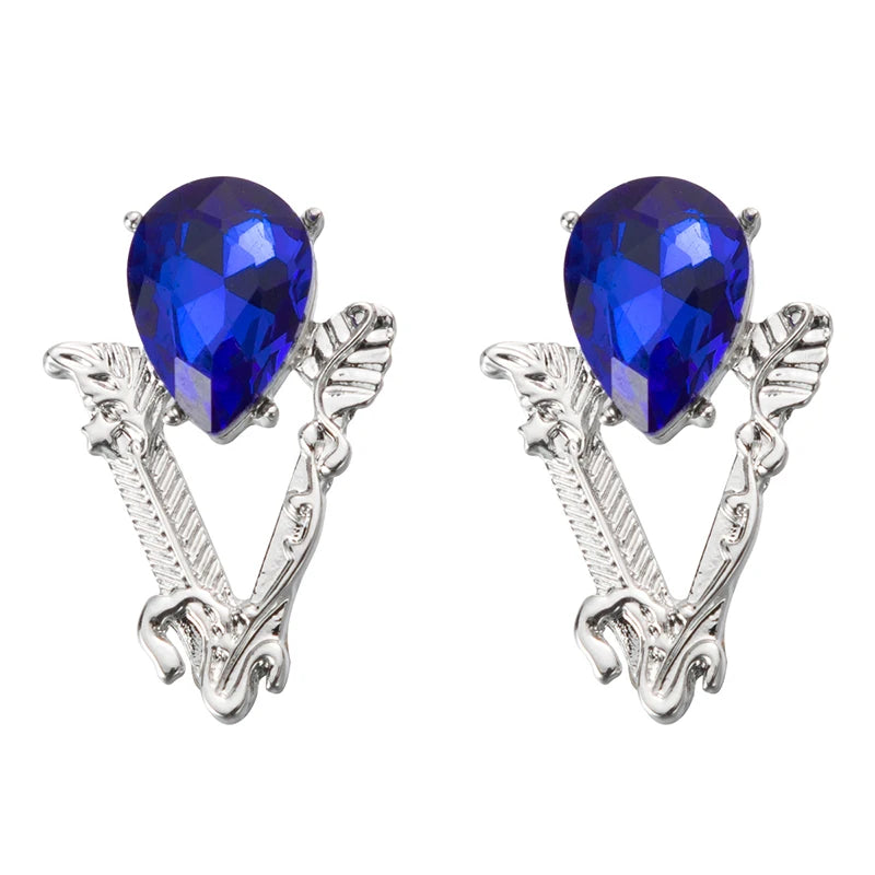 Shiny Big Blue Crystal Earrings