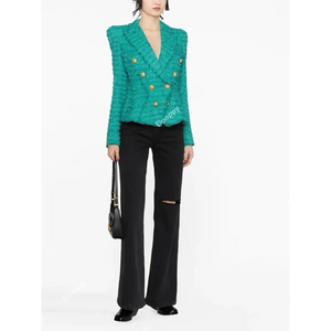 Green Woolen Blazer with Tassel