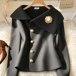 Unique and Super Beautiful Black Big Collar Jacket