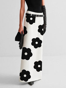 Floral Printed Split-Back Long Skirts