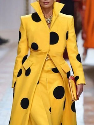 Beautyblue Polka-Dot Woolen Coat