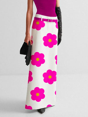 Floral Printed Split-Back Long Skirts