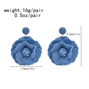 Flower Drop Elegant Denim Earrings