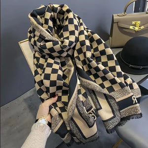 Black and White Checker Cashmere Scarf