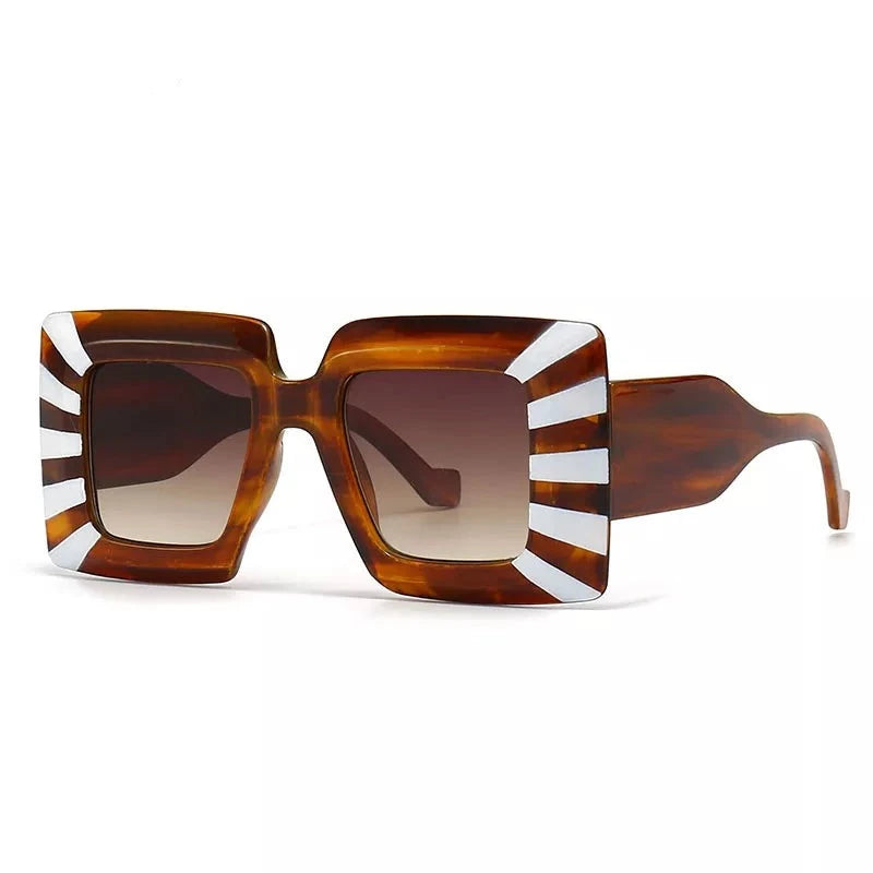 Oversized Square Stripe Sunglasses