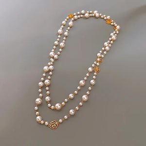 Vintage  Flower Pearl Necklace