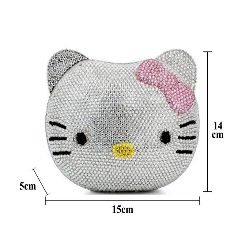 Hello Kitty Cartoon Shape Rhinestone Diamonds Bag