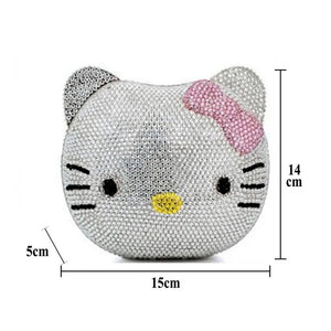 Hello Kitty Cartoon Shape Rhinestone Diamonds Bag