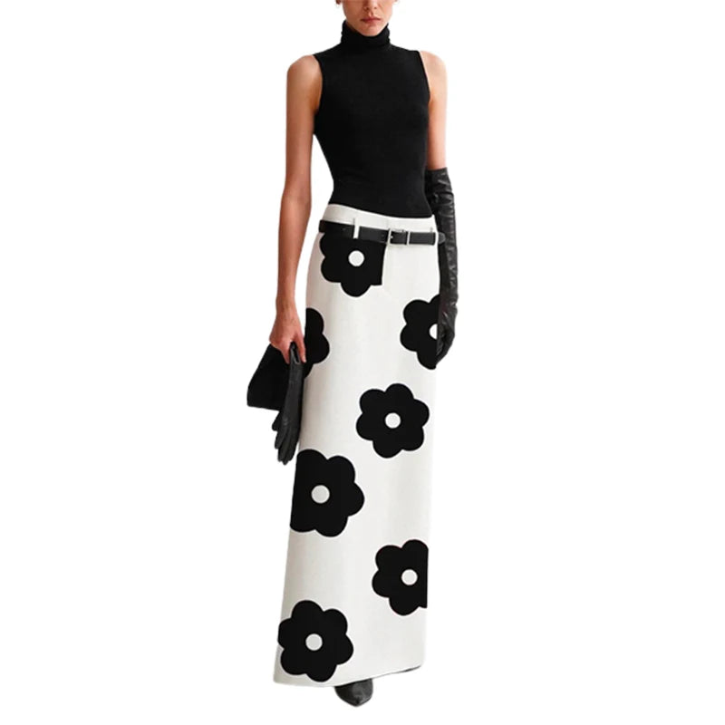 Floral Printed Split-Back Long Skirts