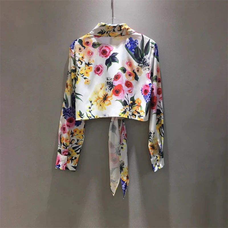 High Quality Printed Butterfly Poplin Floral Cardigan Shirt