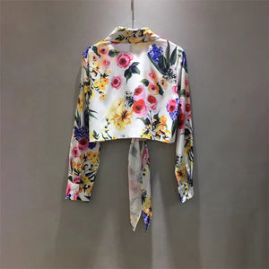 High Quality Printed Butterfly Poplin Floral Cardigan Shirt