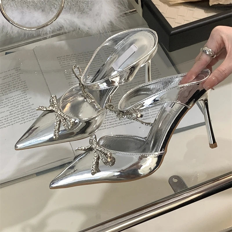 Crystal Butterfly-knot Pointed Toe Sandal