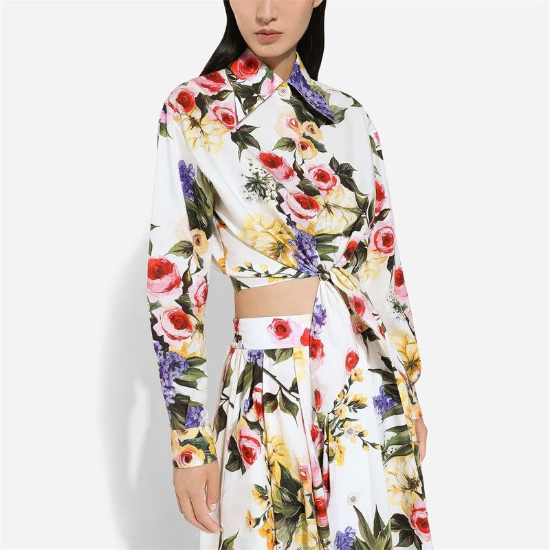 High Quality Printed Butterfly Poplin Floral Cardigan Shirt