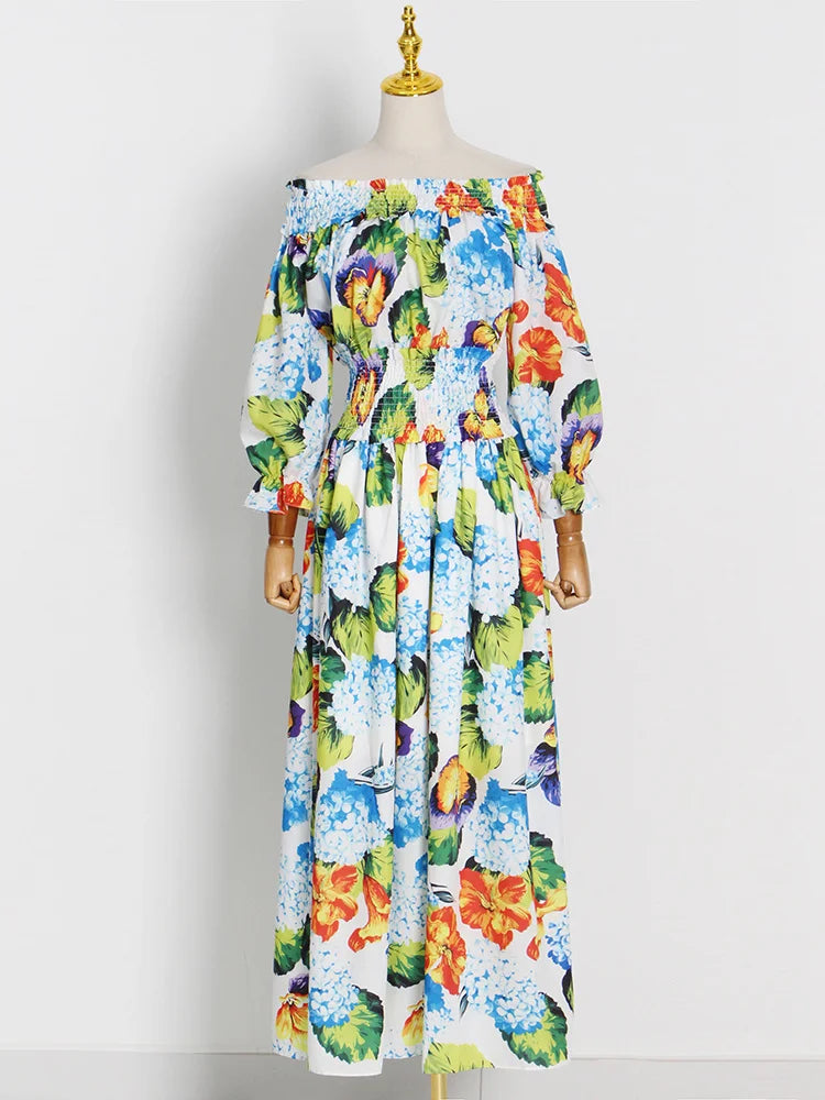 Vintage Colorblock Print Dress