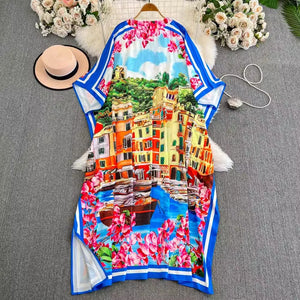 Summer Runway Holiday Beach House Flower Print Long Loose Robe