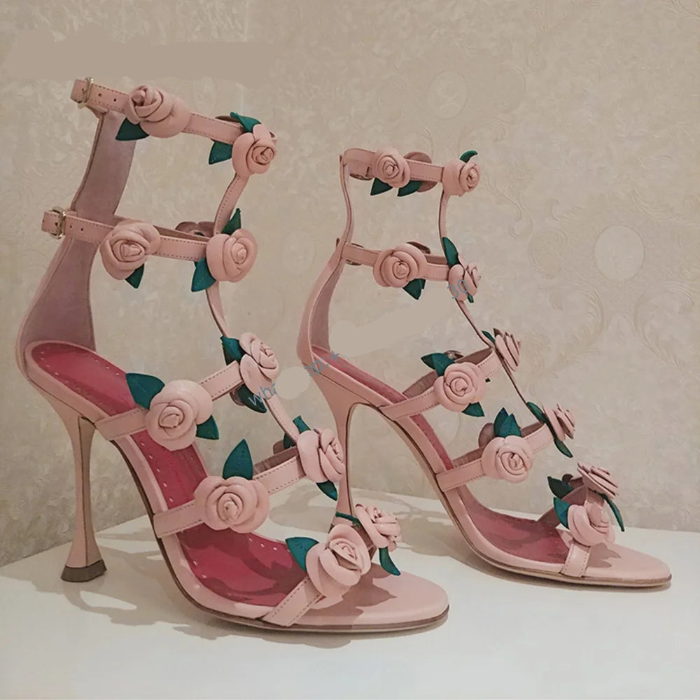 Pink Rose Narrow Band Sandals