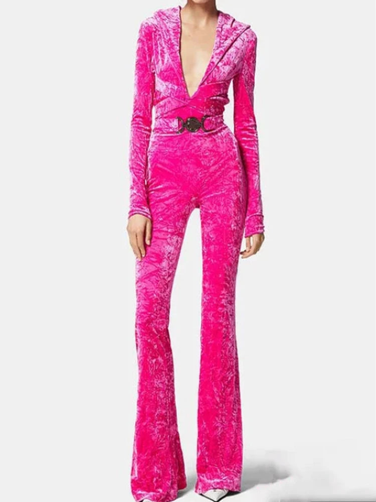 Retro Luxury Elegance Velvet Jumpsuit